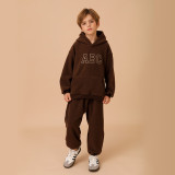 Children's hooded and plush casual hoodie set