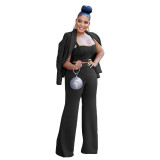 BN266   Three piece suit jacket, vest, wide leg pants set