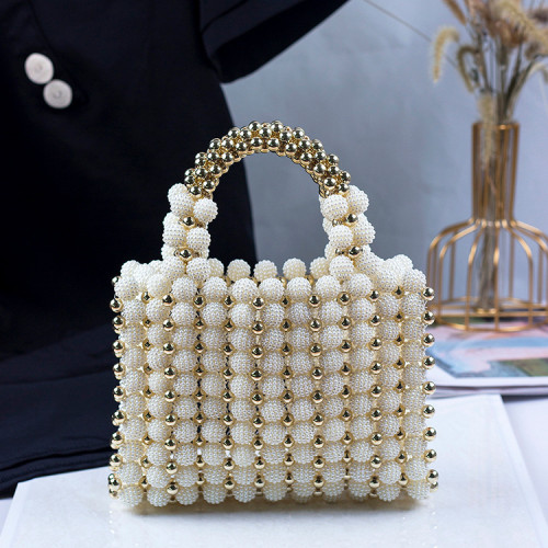 Pearl Banquet Dress Handbag Hand woven Beaded Yangmei Square Bag