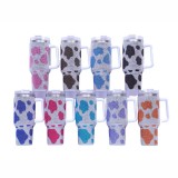 40oz insulated cup with diamond cow pattern and straw cup
