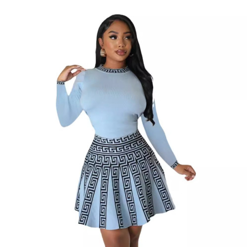 AJ4406   Long sleeved pleated dress for women, knitted fabric style for women