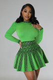 AJ4406   Long sleeved pleated dress for women, knitted fabric style for women