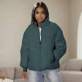 K24TP385 Long Sleeve High Collar Zipper Warm and Thick Winter Cotton Jacket New Style