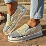 Large thick soled rhinestone fashionable women's shoes
