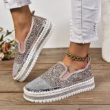 Large thick soled rhinestone fashionable women's shoes