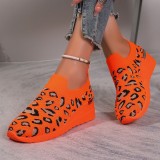 Round toe sloping heel fashionable women's single shoes, fly woven mesh casual sports shoes