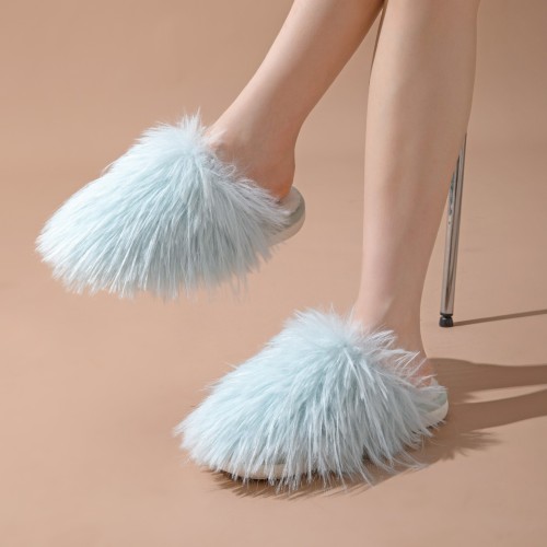 Candy colored cotton slippers, home plush slippers, indoor fur slippers