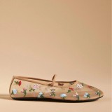 Flat bottomed round toe mesh flower embroidered plus size women's shoes