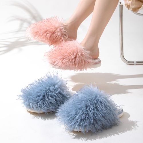 Cotton slippers, home plush slippers, candy colored fur slippers