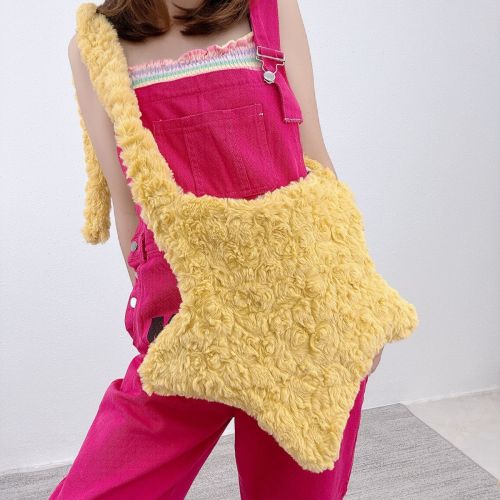 Star solid color plush fashionable crossbody star bag