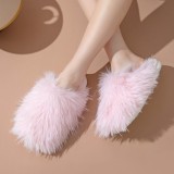 Candy colored cotton slippers, home plush slippers, indoor fur slippers