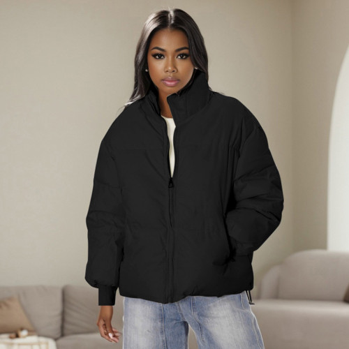 K24TP385 Long Sleeve High Collar Zipper Warm and Thick Winter Cotton Jacket New Style