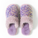 Cotton slippers, women's sequins, home and indoor fur slippers