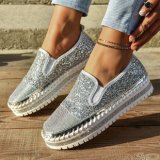 Large thick soled rhinestone fashionable women's shoes