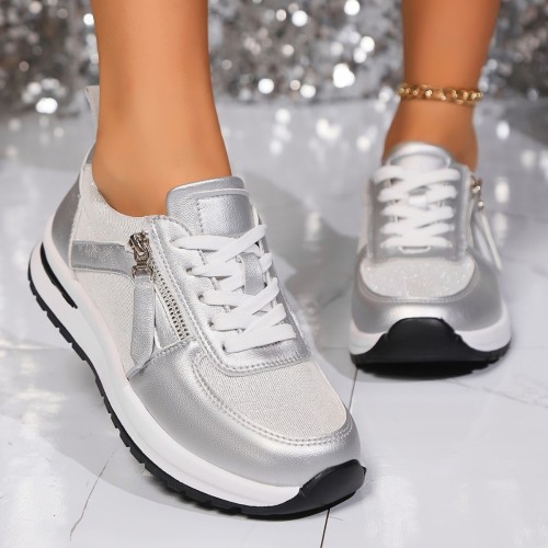 Flat bottomed round toe solid color front lace up women's single shoe
