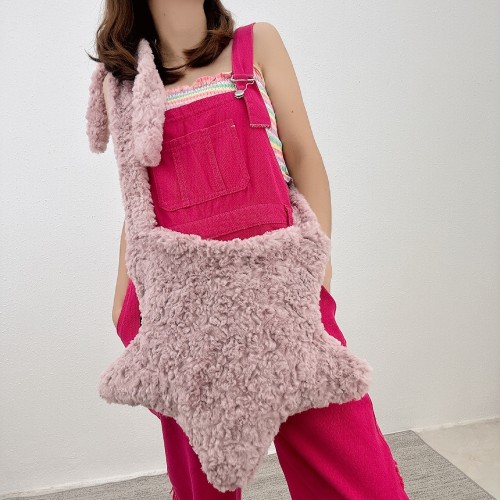 Star solid color plush fashionable crossbody star bag