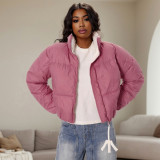 K24TP387 long sleeved contrasting splicing winter warm and thick cotton clothing