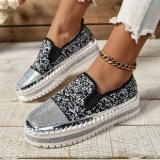 Large thick soled rhinestone fashionable women's shoes