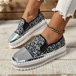 Large thick soled rhinestone fashionable women's shoes