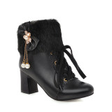 Short boots, plus size, thick heel, women's boots, fashion boots M-8
