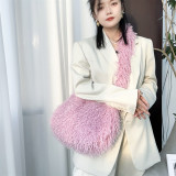 Imitation fur plush millennium spicy girl style punk large capacity crossbody bag