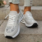 Flat bottomed round toe solid color front lace up women's single shoe
