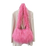 Imitation fur plush millennium spicy girl style punk large capacity crossbody bag