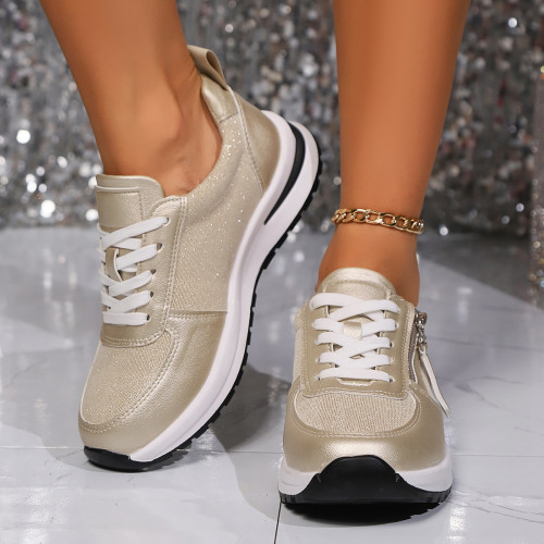 Flat bottomed round toe solid color front lace up women's single shoe
