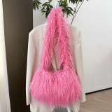 Imitation fur plush millennium spicy girl style punk large capacity crossbody bag
