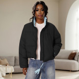 K24TP387 long sleeved contrasting splicing winter warm and thick cotton clothing