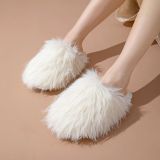 Candy colored cotton slippers, home plush slippers, indoor fur slippers