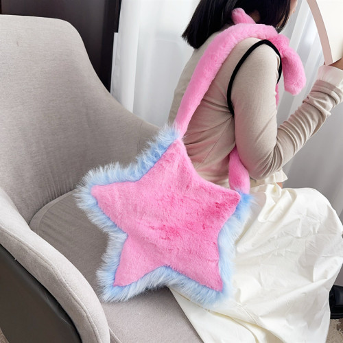 Plush bag, five pointed star plush bag, casual crossbody bag