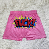 D9477 Women's Tight Shorts Pattern Printed Shorts Yoga Shorts