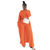 K10801 autumn and winter long sleeved jacket sleeveless vest wide leg pants casual set