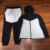 Sports hooded men's side zipper 490 and 163 set