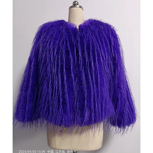 Round neck tassel fur imitation fur short jacket for women