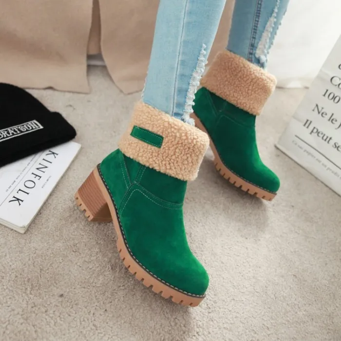 Warm snow boots for women, winter suede boots for women, size 46 large