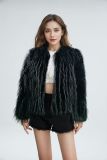 Round neck tassel fur imitation fur short jacket for women