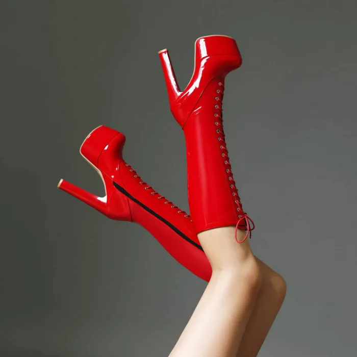 High heeled shoes for women, ultra-fine black fashion boots