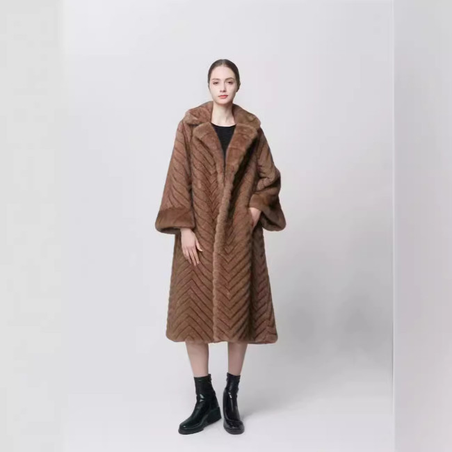 Imitation mink fur coat, women's fur scarecrow fur coat, gold mink fur coat