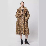 Deep coffee leopard print imitation mink fur artificial fur grass coat