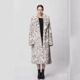 Imitation mink fur white leopard print women's imitation fur coat