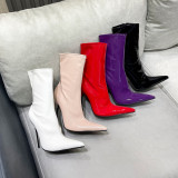Ultra pointed 13cm ultra-fine iron heel boots, oversized boots, fashion short boots, midsole boots