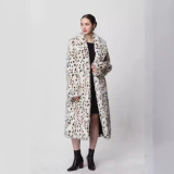 Imitation mink fur white leopard print women's imitation fur coat