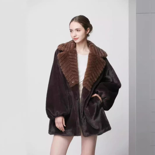 Artificial fur grass imitation mink fur coat
