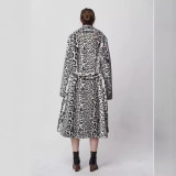Grey leopard print mink fur, environmentally friendly fur, synthetic fur, faux mink fur jacket