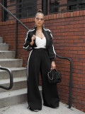 TW562 striped suit zipper thick hoodie casual commuting two-piece set