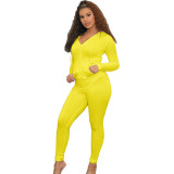 Two piece set of casual sports elastic tight zipper hooded long jacket and pants