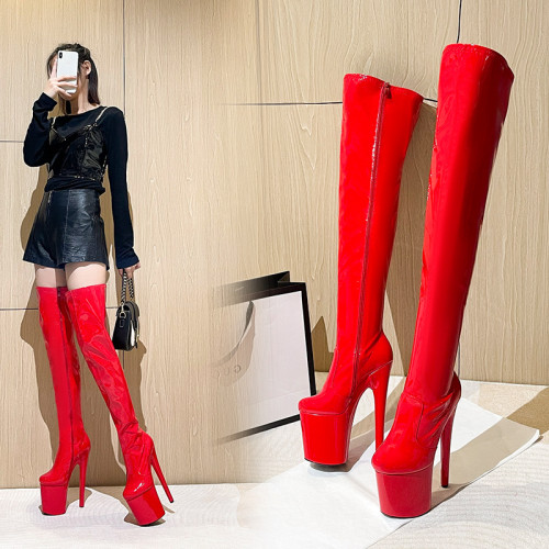 High heels 20cm round toe sexy knee high boots, fashion boots, slim heeled long boots