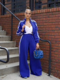 TW562 striped suit zipper thick hoodie casual commuting two-piece set